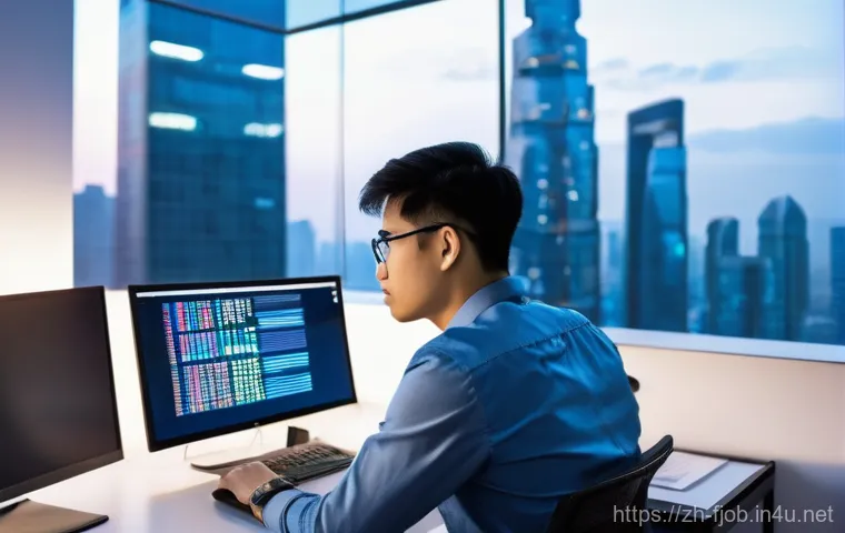 빅데이터 분석가 연봉 - **Prompt 1: The Aspiring Data Analyst's Journey**
    A wide shot of a brightly lit, modern open-pla...