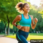 스마트 헬스 트레이너 - **Prompt:** A young woman in her early 20s, wearing stylish athletic leggings and a sports bra, is j...