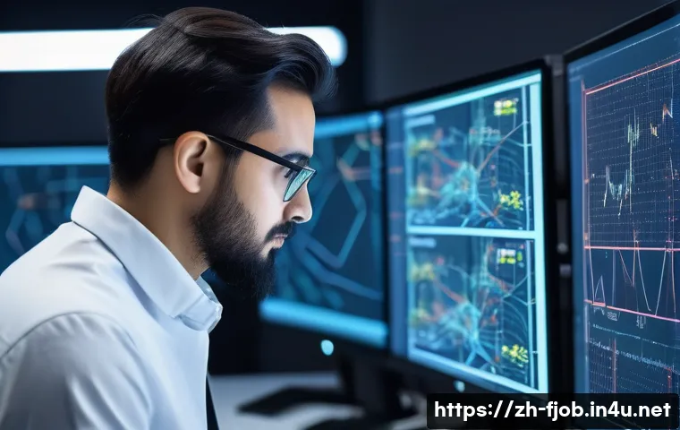 기계 학습 연구자 - A detailed illustration of a machine learning researcher in a modern lab environment, focused on des...