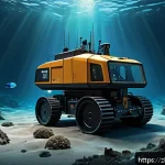 해양 개발 전문가 - A futuristic deep-sea mining operation scene showcasing advanced remotely operated vehicles (ROVs) a...