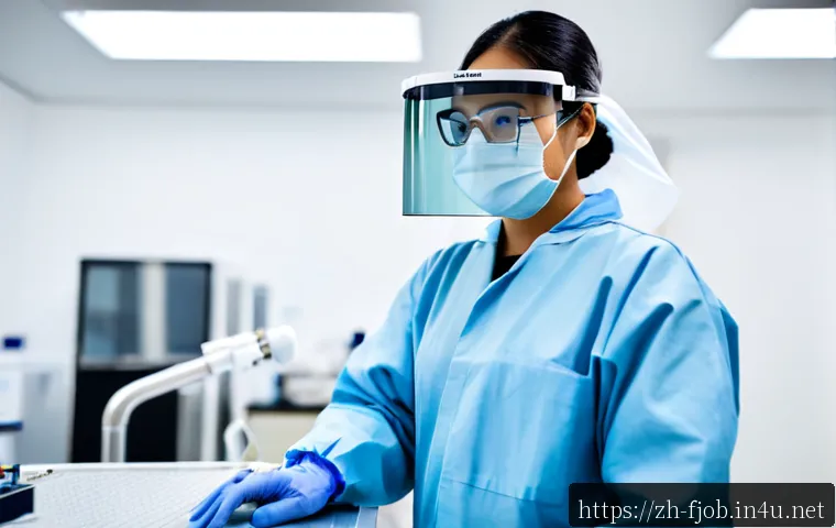차세대 반도체 연구원 - Photorealistic next-generation semiconductor researcher in a pristine cleanroom, wearing full protec...